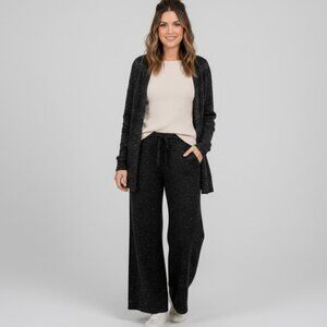 Lou & Grey for Loft Black Speckled Wide Leg Pants XS